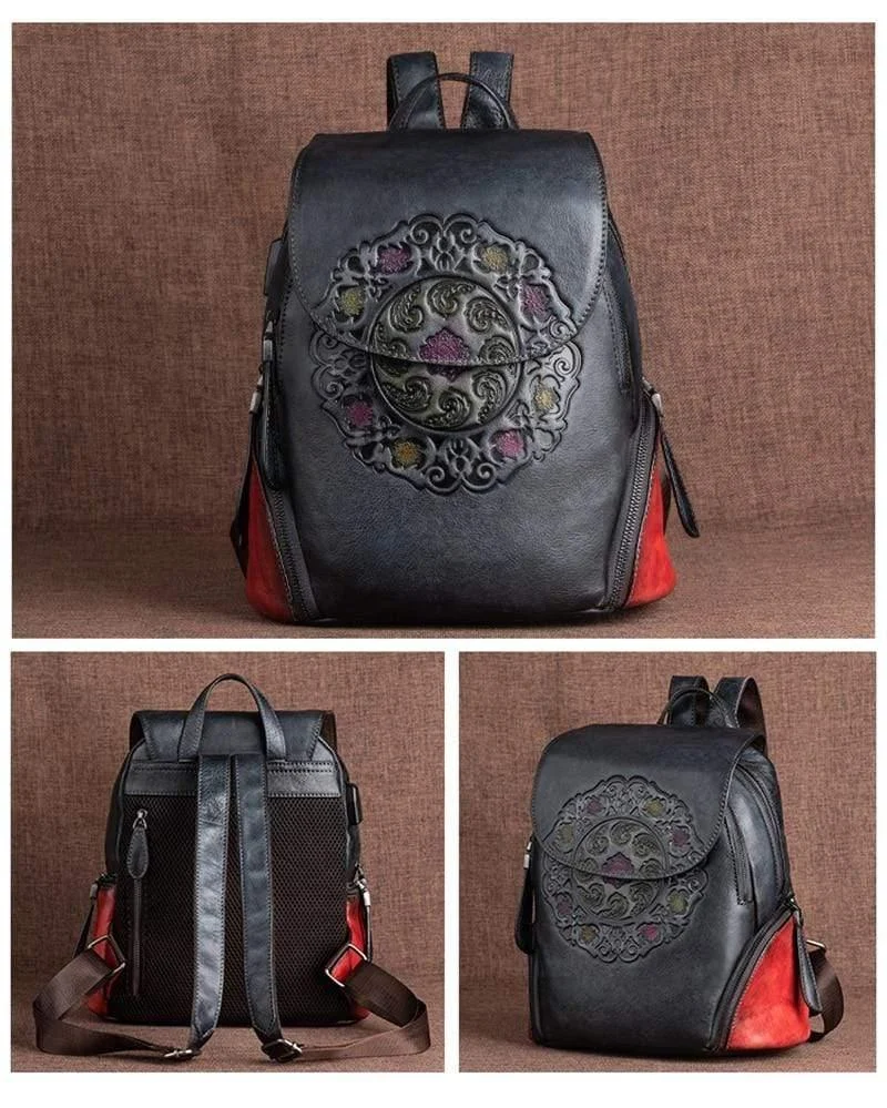 Vintage Style Leather Backpack - Glova