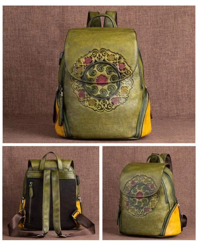 Vintage Style Leather Backpack - Glova