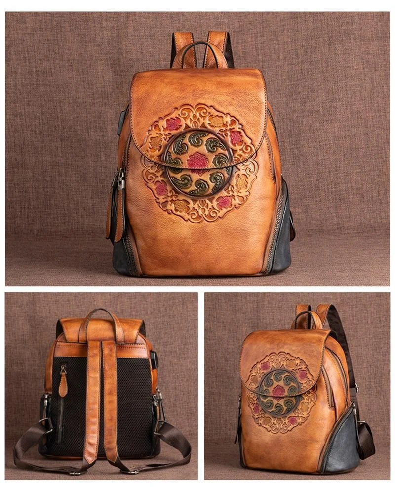 Vintage Style Leather Backpack - Glova