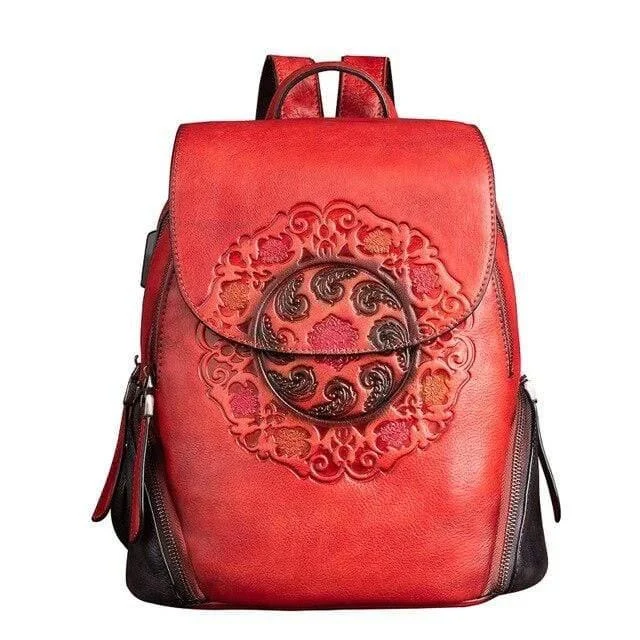 Vintage Style Leather Backpack - Glova