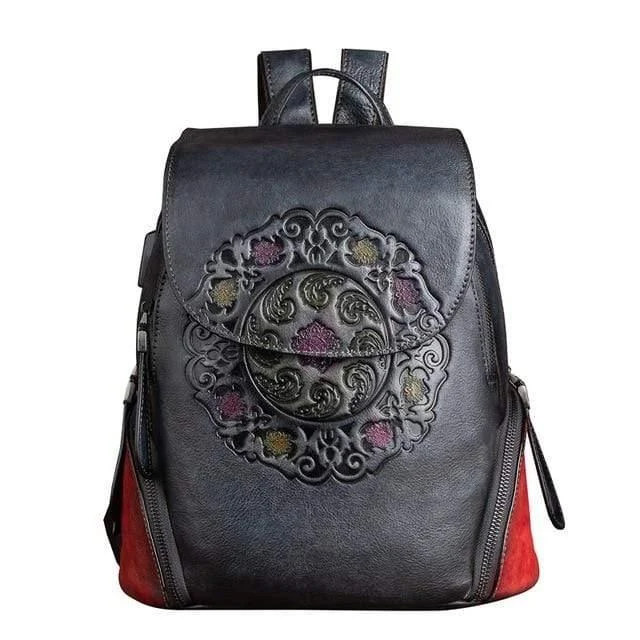 Vintage Style Leather Backpack - Glova