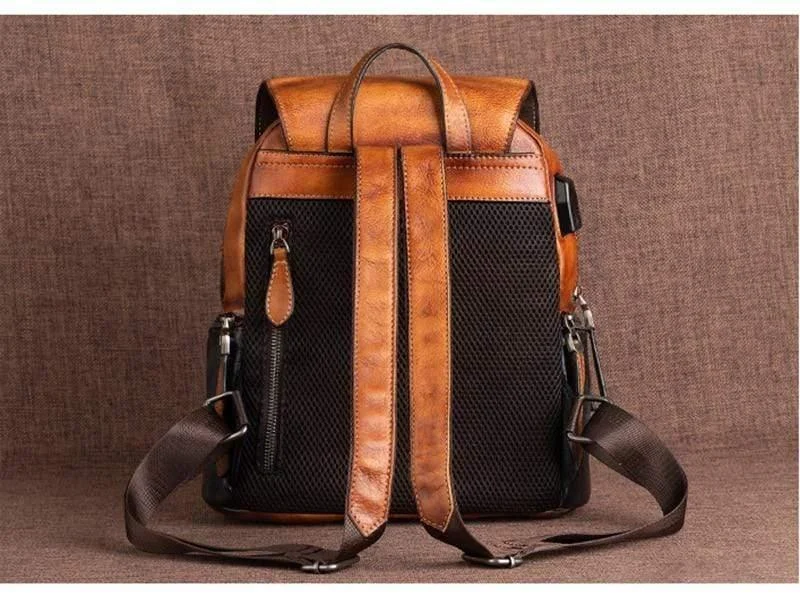 Vintage Style Leather Backpack - Glova