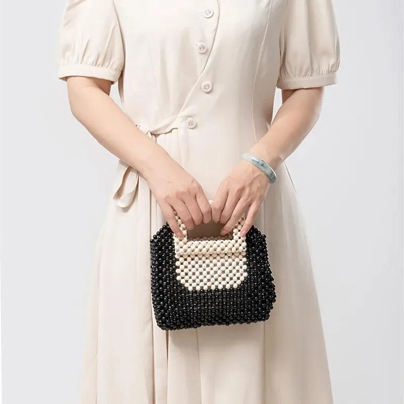 Vintage Wooden Beading Look Mini Clutch Bags - Glova