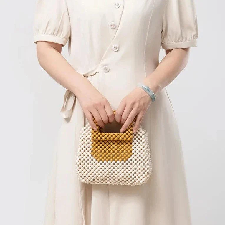 Vintage Wooden Beading Look Mini Clutch Bags - Glova