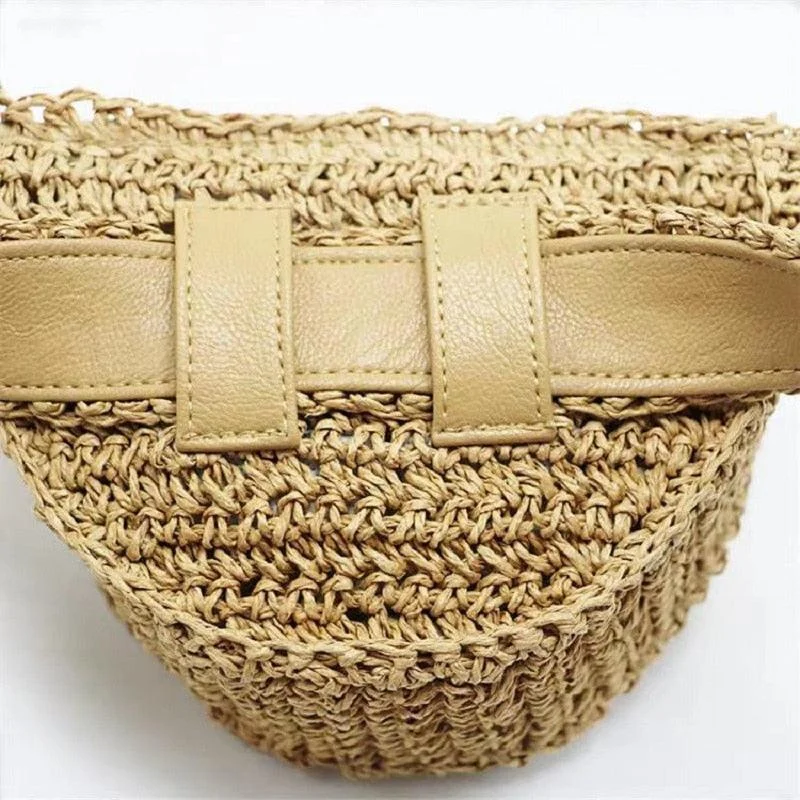 Viveta Floral Embroidery Straw Waist Bags - 3 Colors - Glova