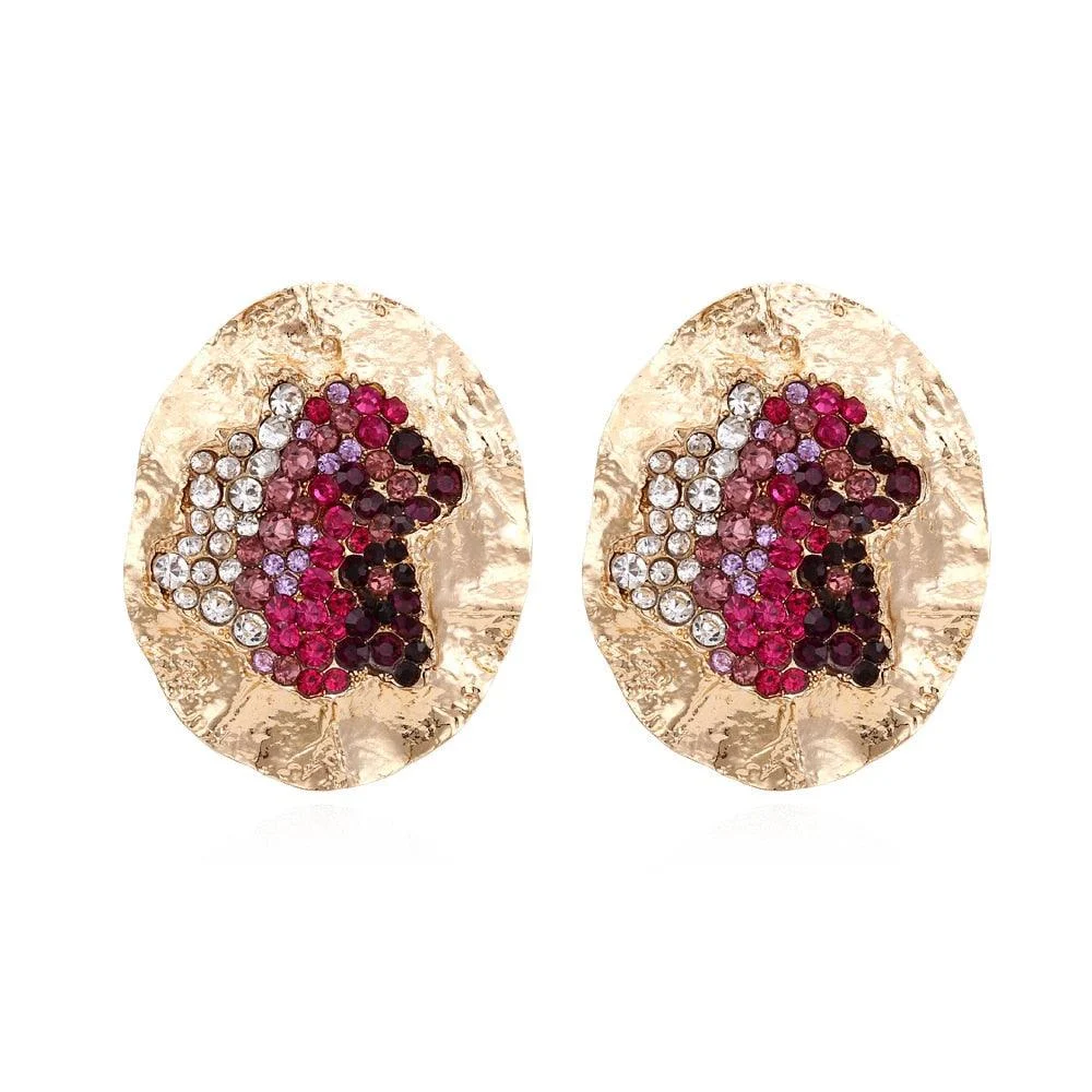 Water Crystal & Crinkle Gold Earrings - 2 Colors - Glova