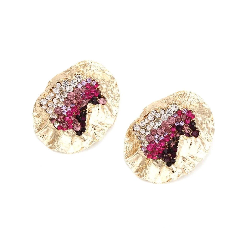 Water Crystal & Crinkle Gold Earrings - 2 Colors - Glova