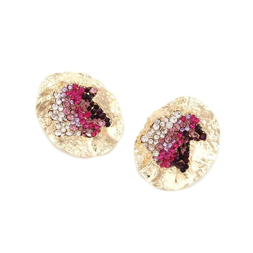 Water Crystal & Crinkle Gold Earrings - 2 Colors - Glova