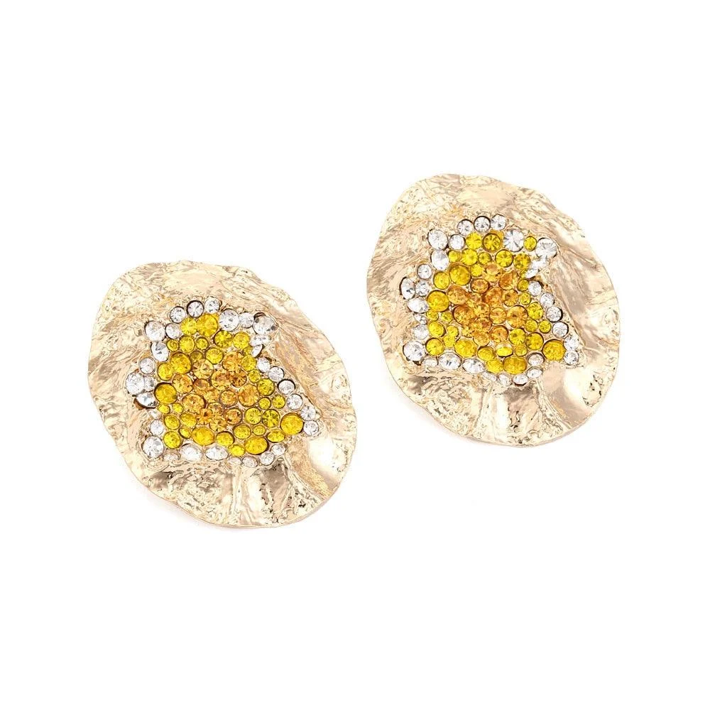 Water Crystal & Crinkle Gold Earrings - 2 Colors - Glova