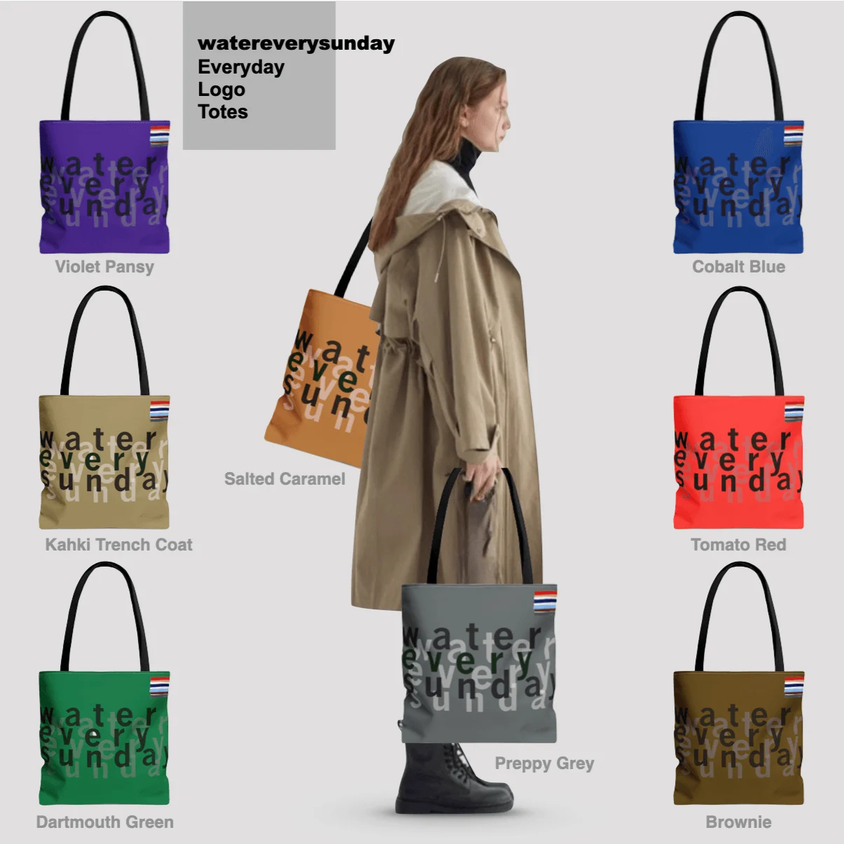 WATEREVERYSUNDAY Basic Logo Everyday Tote - Brownie - Glova