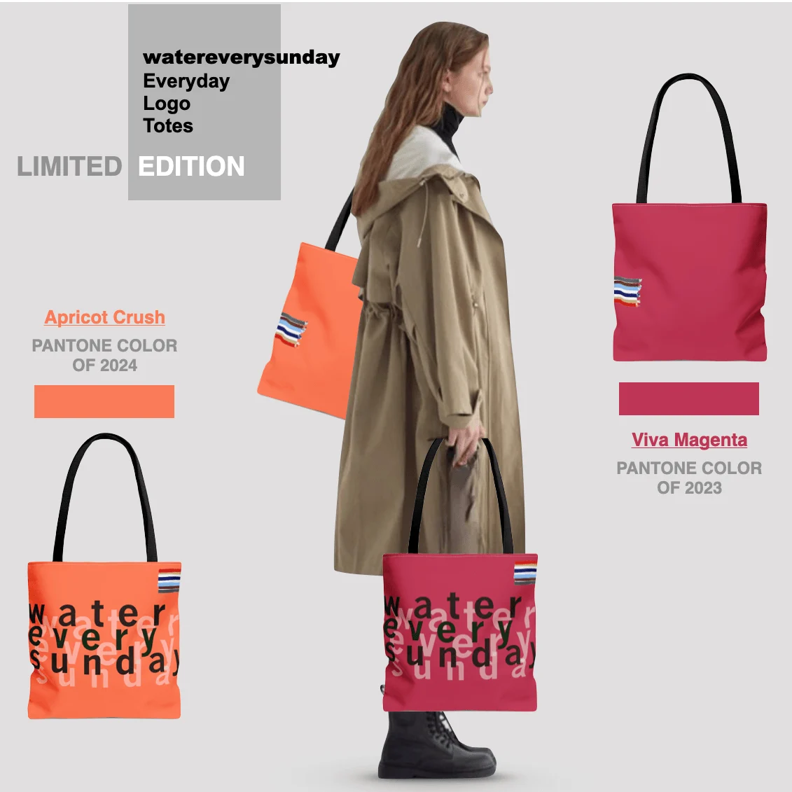 WATEREVERYSUNDAY Basic Logo Everyday Tote - Brownie - Glova