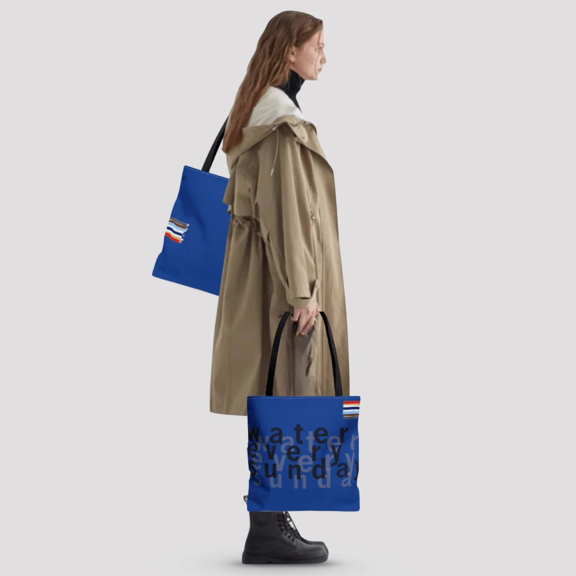 WATEREVERYSUNDAY Basic Logo Everyday Tote - Cobalt Blue - Glova