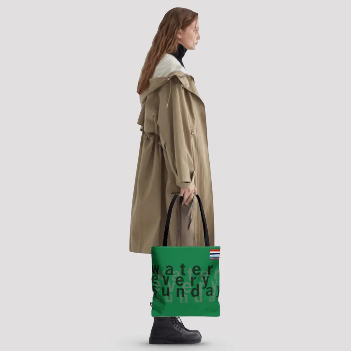 WATEREVERYSUNDAY Basic Logo Everyday Tote - Dartmouth Green - Glova