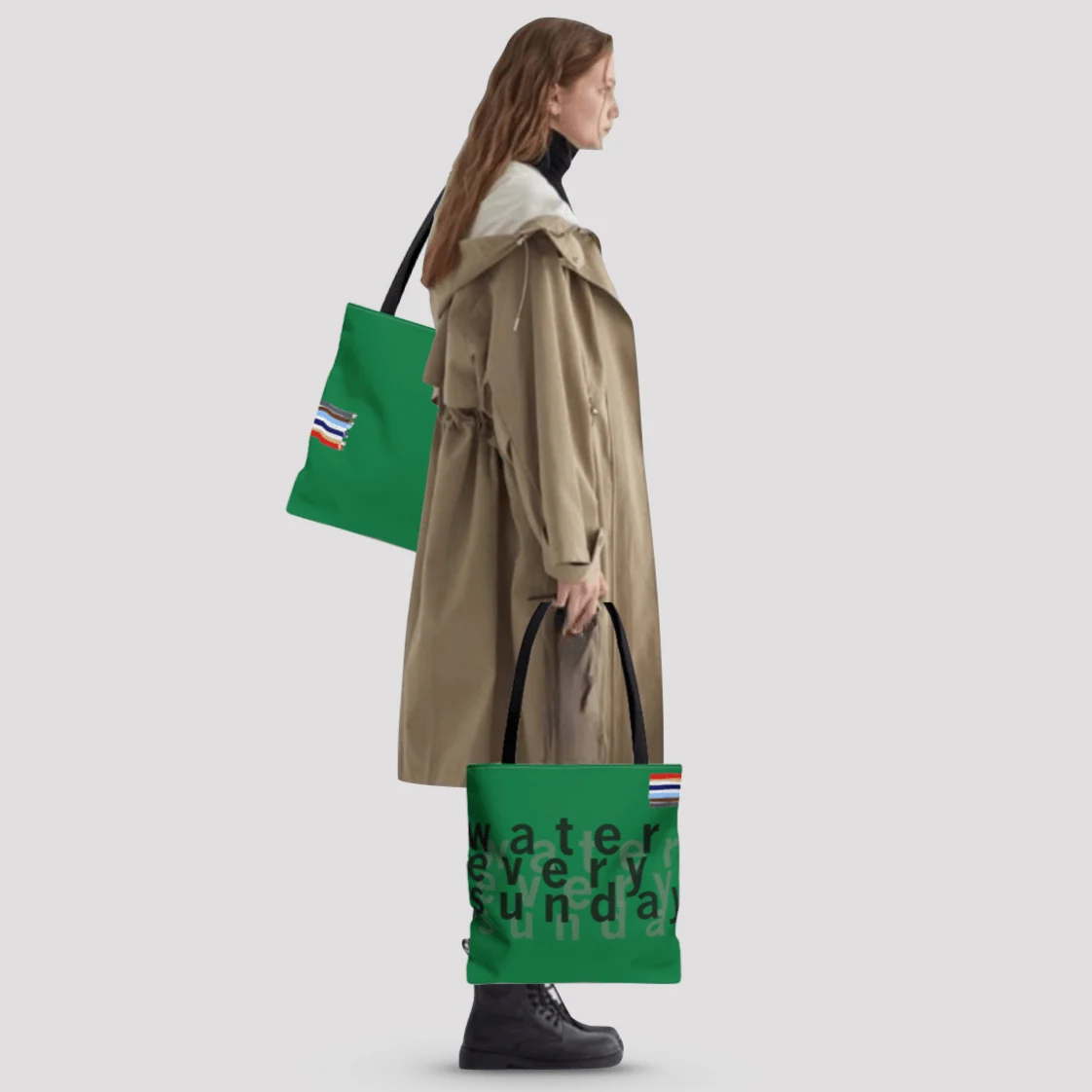 WATEREVERYSUNDAY Basic Logo Everyday Tote - Dartmouth Green - Glova