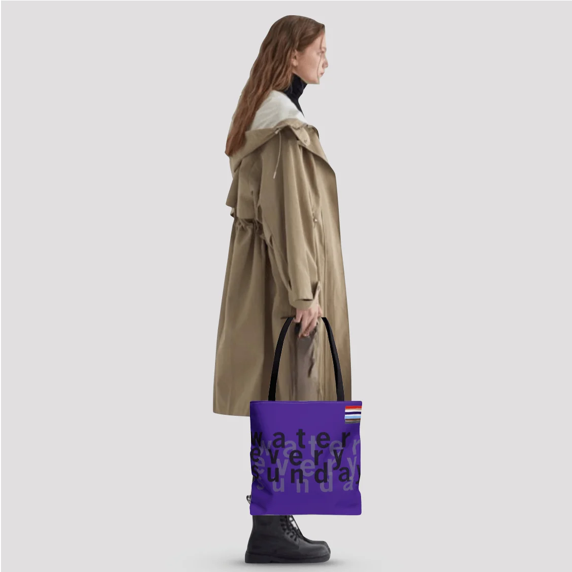 WATEREVERYSUNDAY Basic Logo Everyday Tote - Violet Pansy - Glova