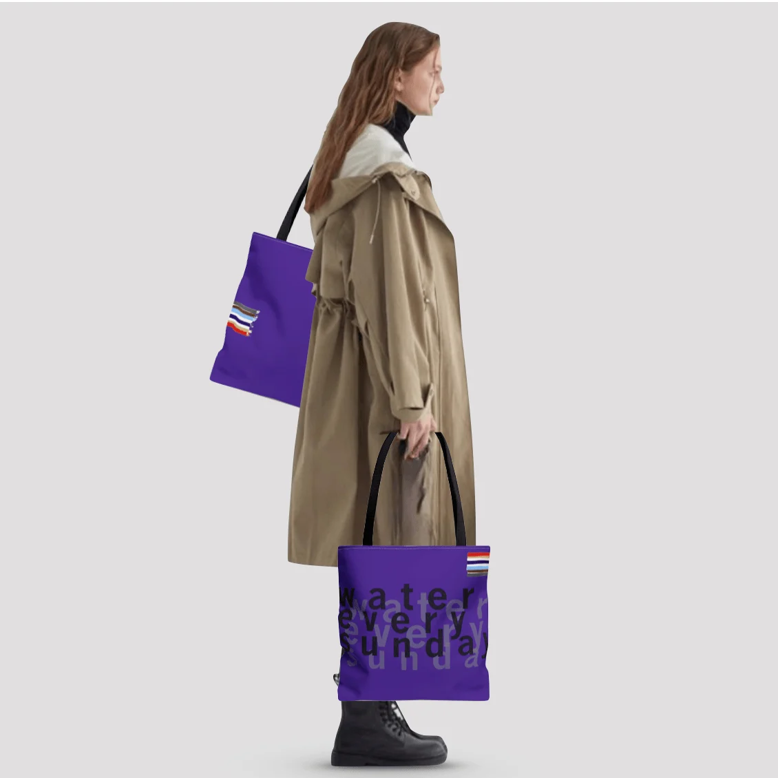 WATEREVERYSUNDAY Basic Logo Everyday Tote - Violet Pansy - Glova