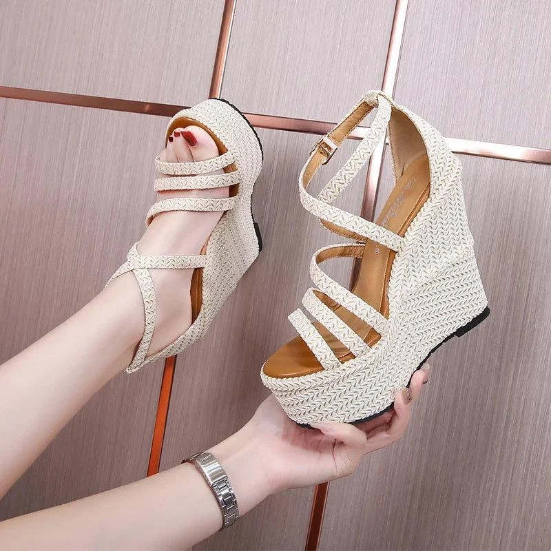 Wedges Heel 14cm Thick Bottom Platform Open Toe Sandals - Glova