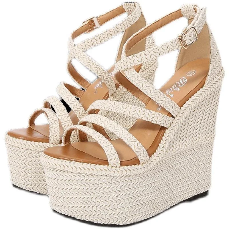 Wedges Heel 14cm Thick Bottom Platform Open Toe Sandals - Glova