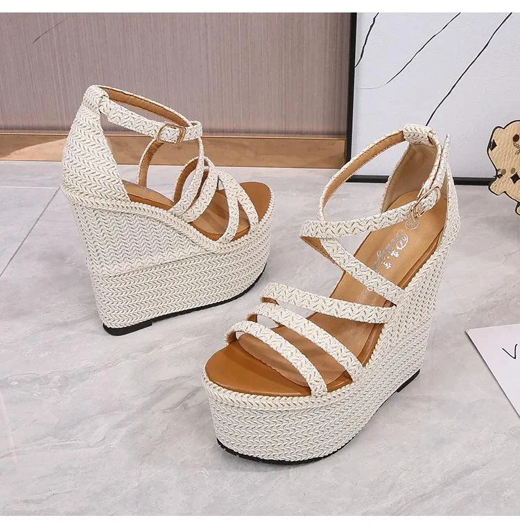 Wedges Heel 14cm Thick Bottom Platform Open Toe Sandals - Glova