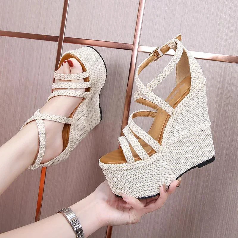 Wedges Heel 14cm Thick Bottom Platform Open Toe Sandals - Glova