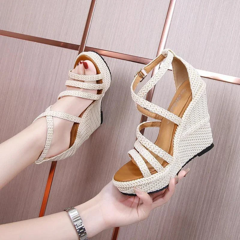 Wedges Heel 14cm Thick Bottom Platform Open Toe Sandals - Glova