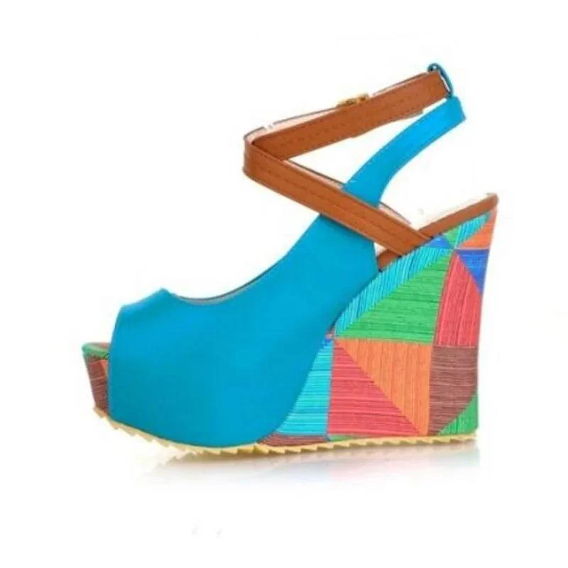 Wedges Open Toe Shallow Mouth Platform Sandals Shoes - Glova