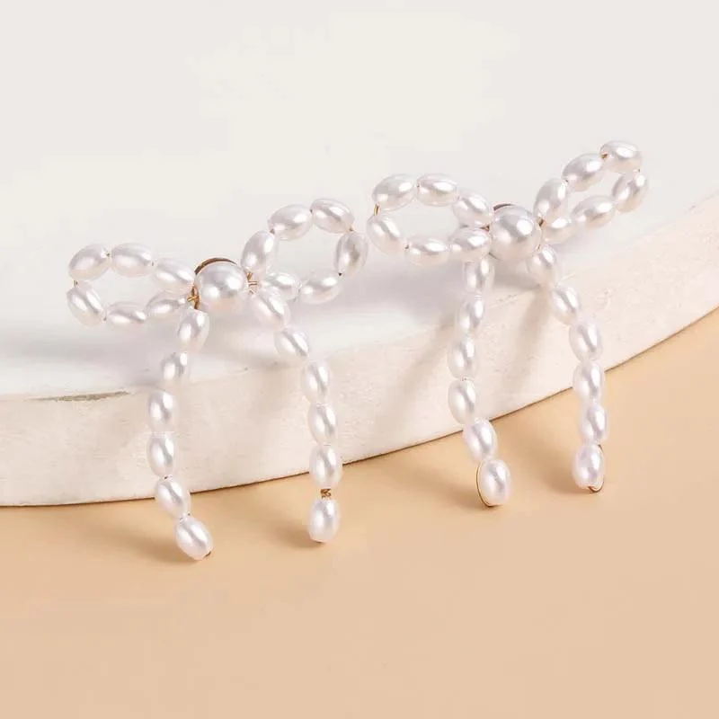 Wella Pearl Bowknot Stud Earrings - Glova