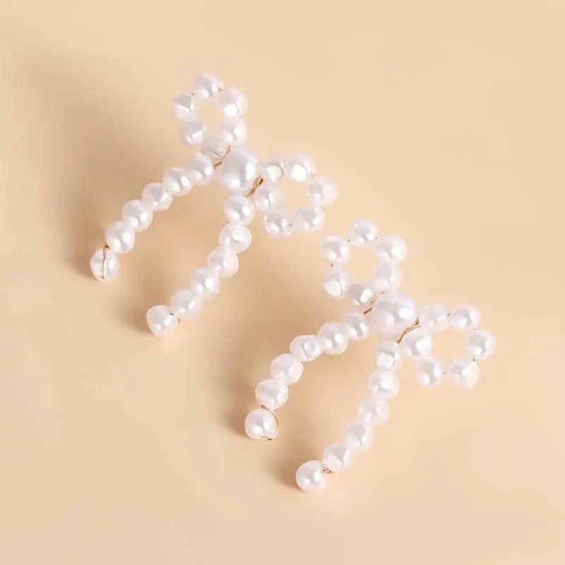 Wella Pearl Bowknot Stud Earrings - Glova