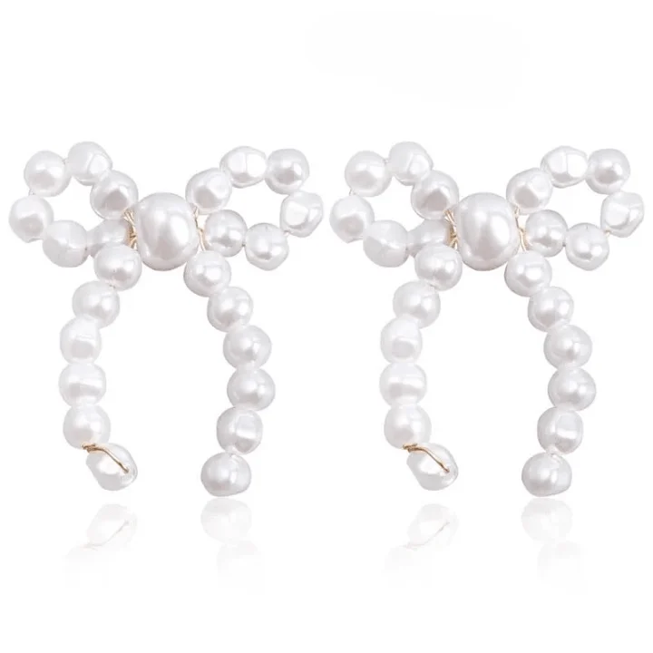 Wella Pearl Bowknot Stud Earrings - Glova