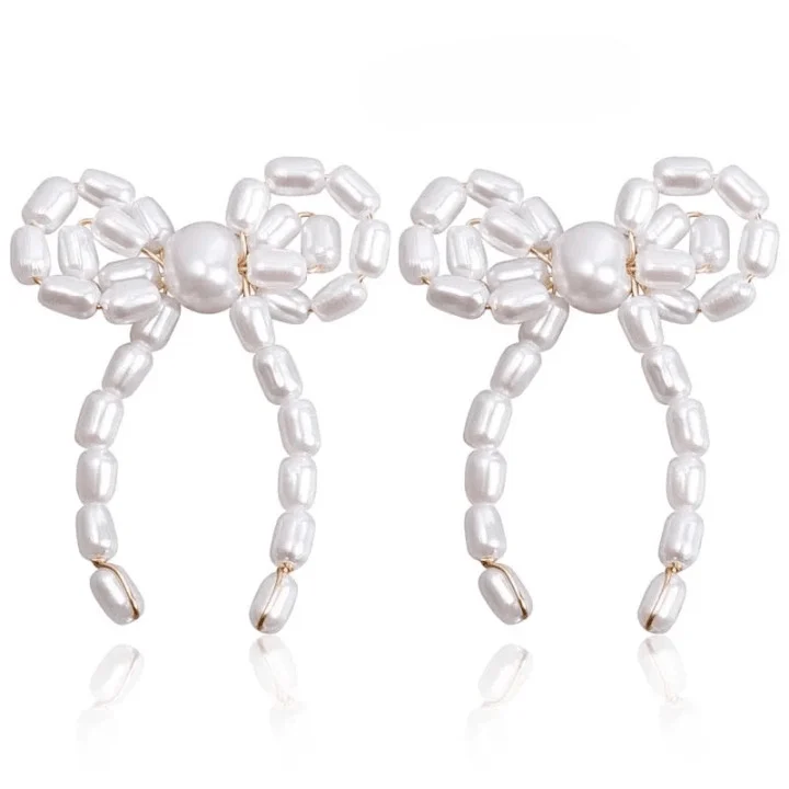 Wella Pearl Bowknot Stud Earrings - Glova