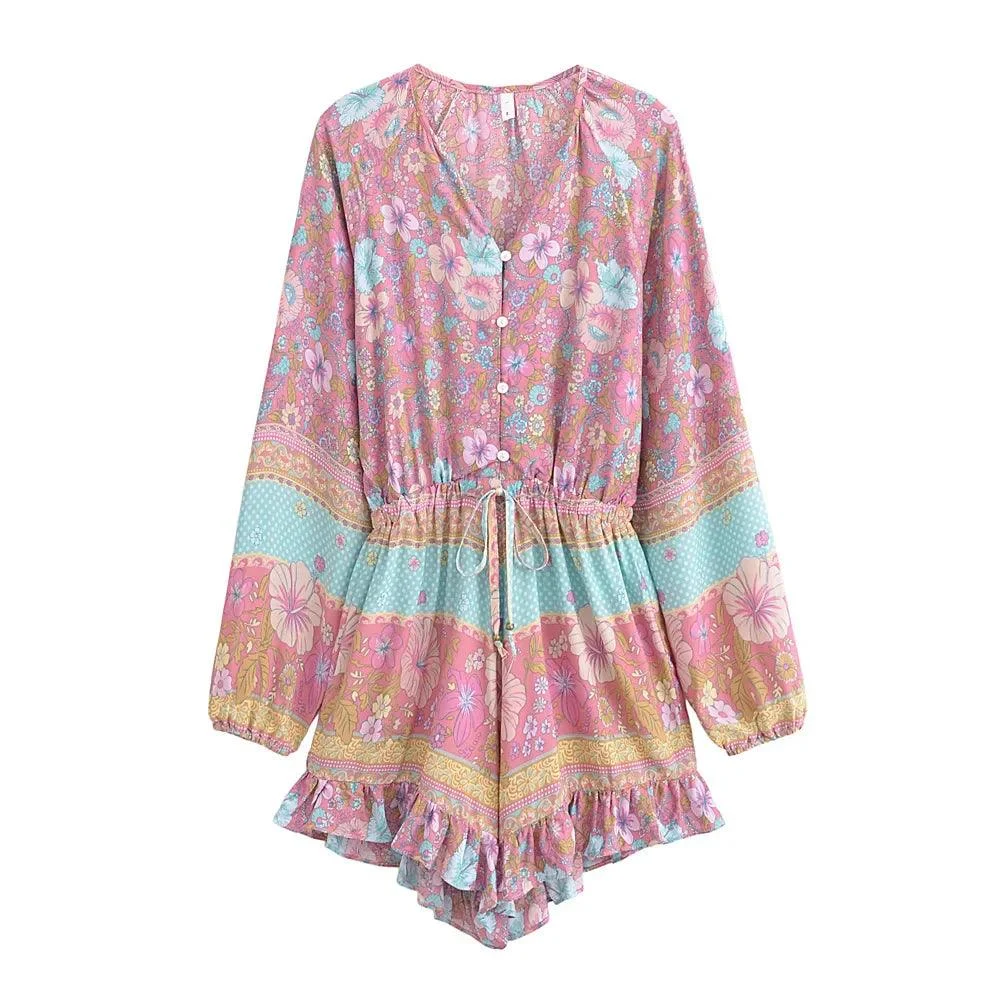 Whispering Blossoms Playsuit in Pastel Pink - Glova