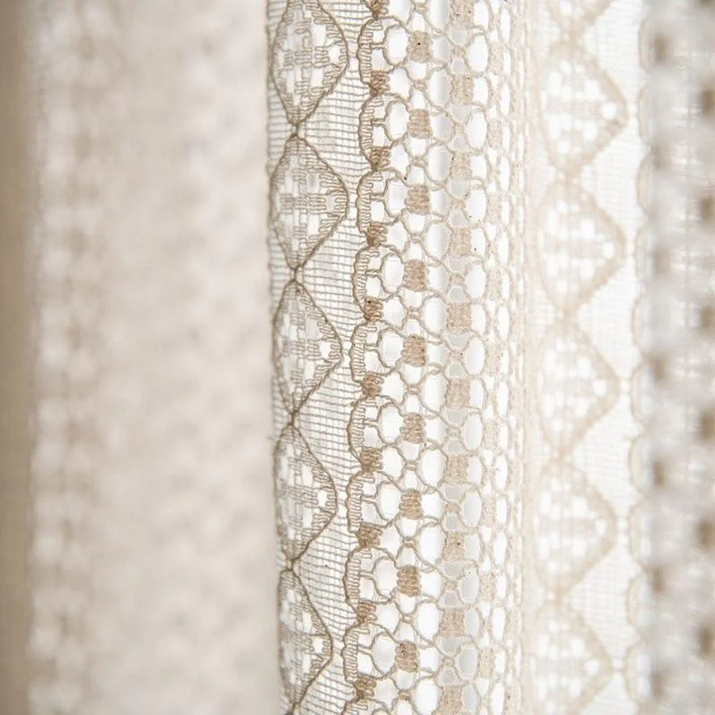 White Boho Tasseled Curtains - Glova