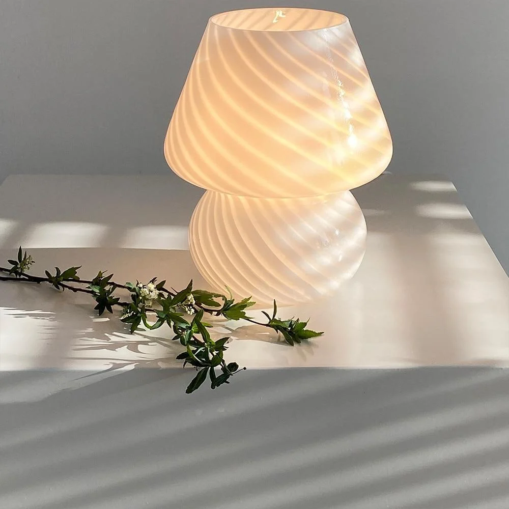 White Stripe Table Glass Lamp - Glova