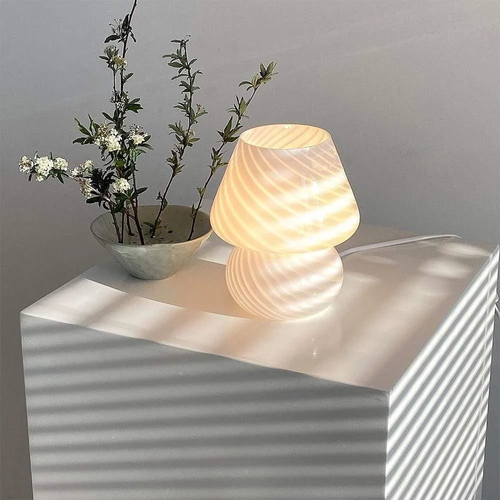 White Stripe Table Glass Lamp - Glova