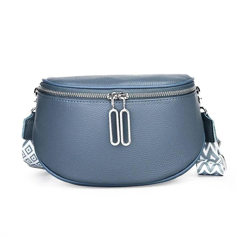 Wide Strap Leather Small Female Messenger Bag - Glova