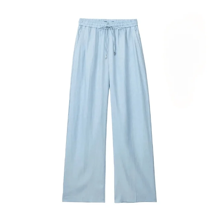 Wilma Casual Linen Look Draw String Pants - Glova