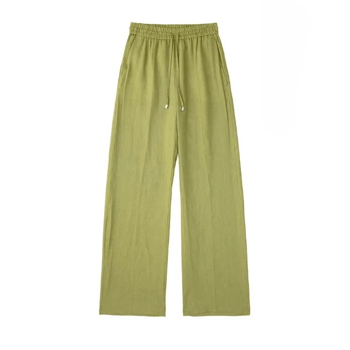 Wilma Casual Linen Look Draw String Pants - Glova