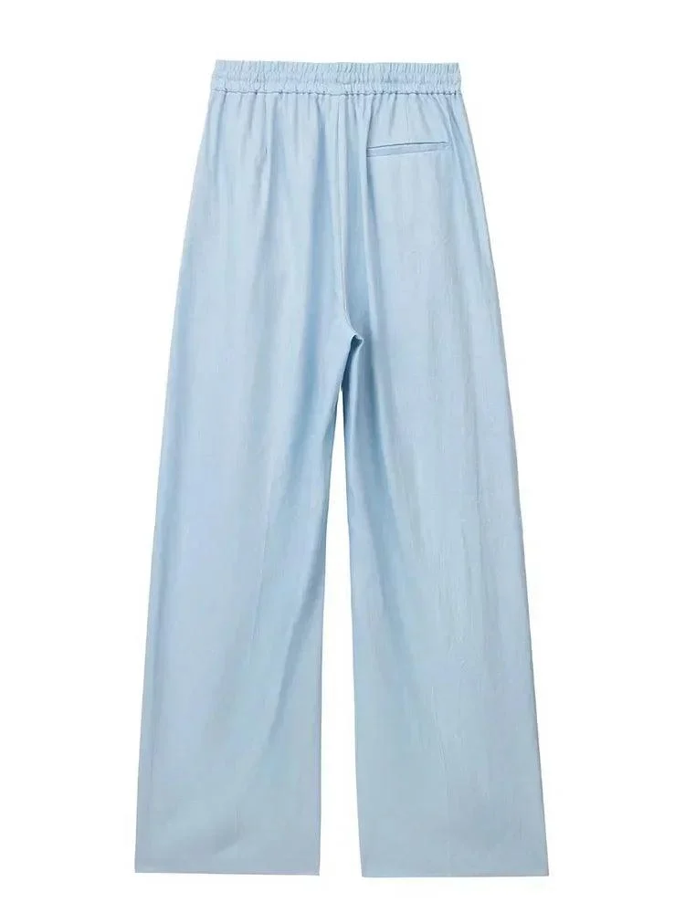 Wilma Casual Linen Look Draw String Pants - Glova