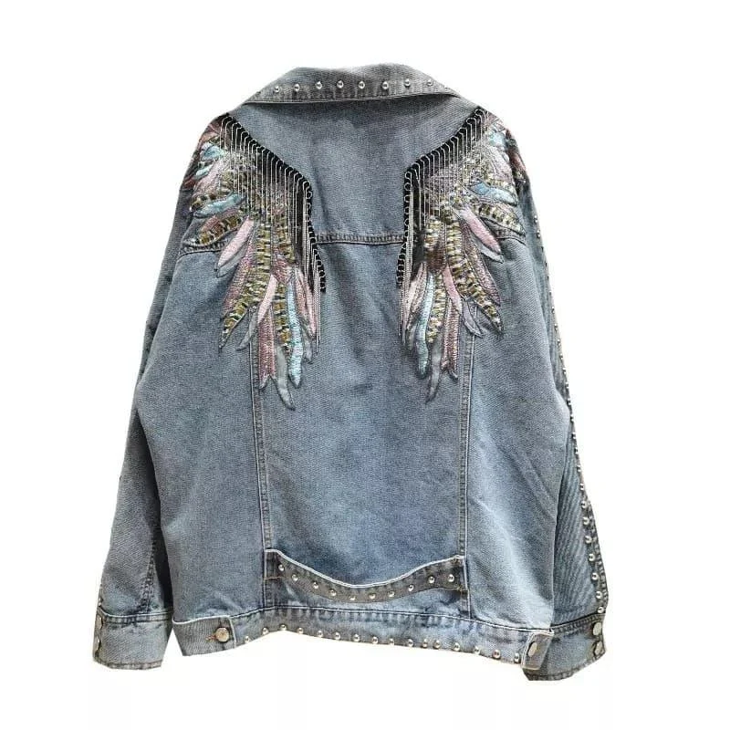 Wings Embroidered Denim Jacket - Glova