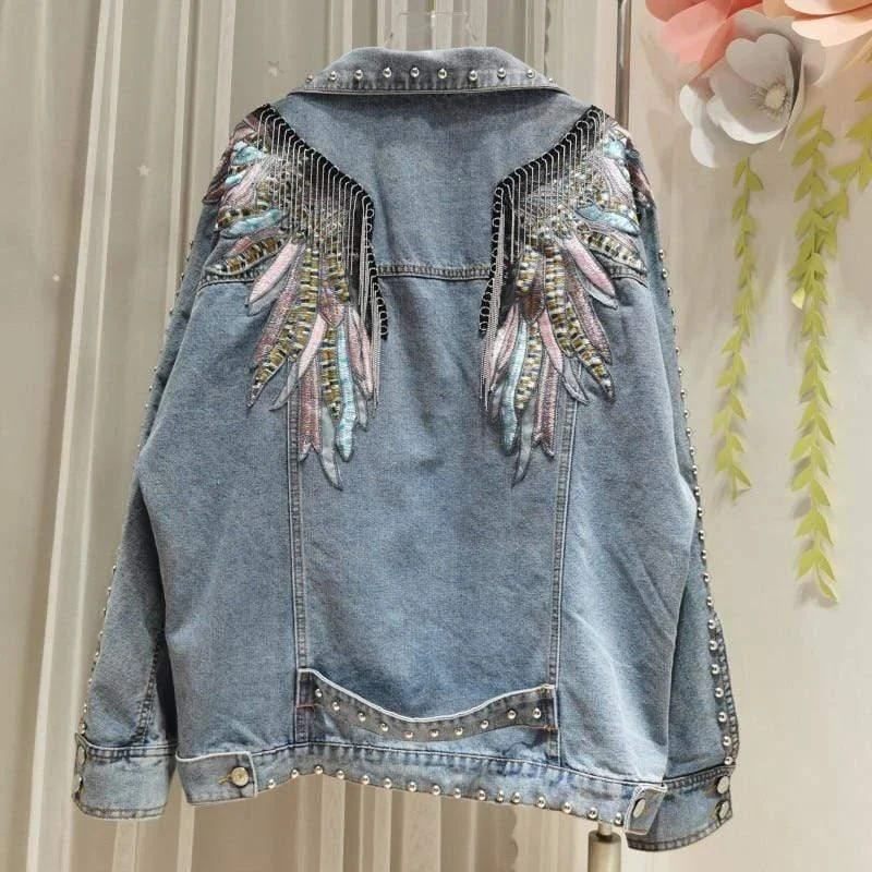 Wings Embroidered Denim Jacket - Glova