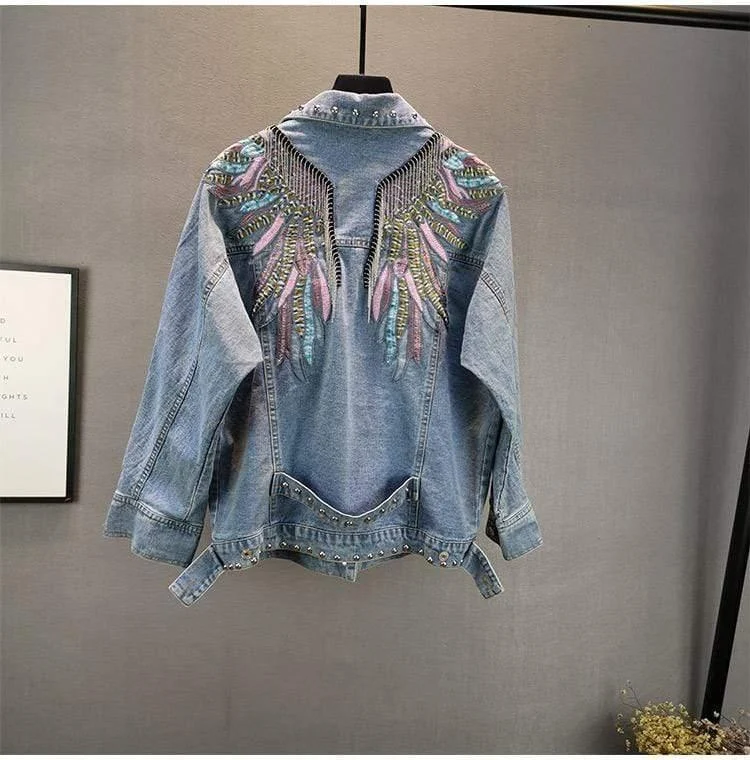 Wings Embroidered Denim Jacket - Glova