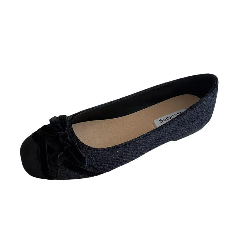 Winslow Crushed Velvet Bow-Knot Ballet Flats - 3 Colors - Glova