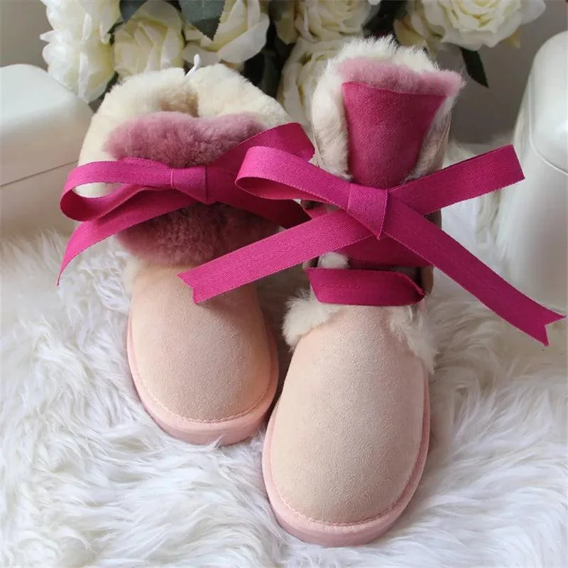 Winter Shoes For Women Fur Waterproof Leather Snow Boots - Glova