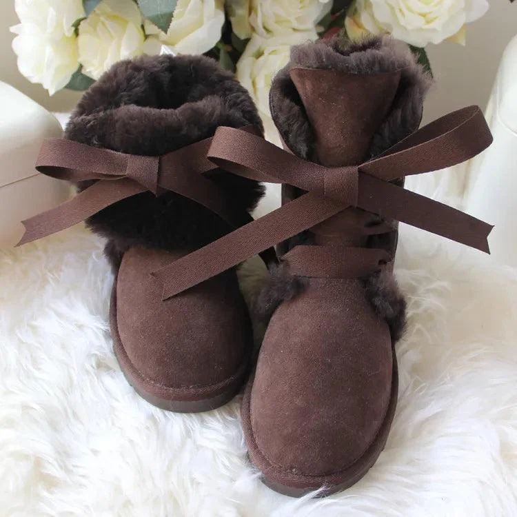 Winter Shoes For Women Fur Waterproof Leather Snow Boots - Glova