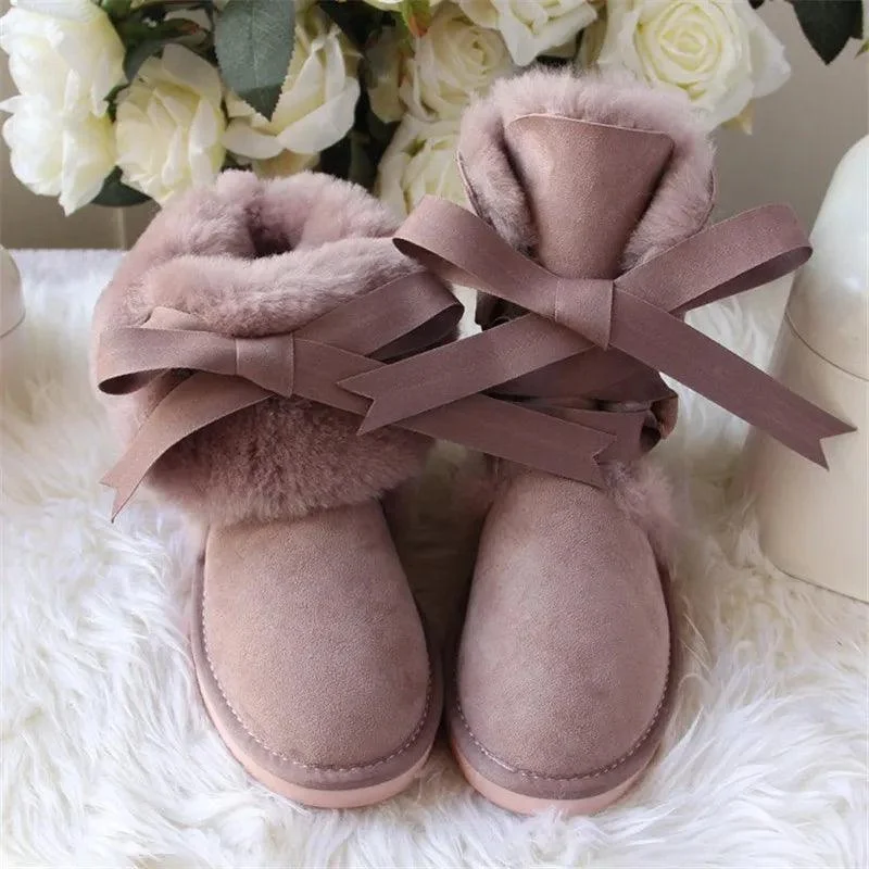 Winter Shoes For Women Fur Waterproof Leather Snow Boots - Glova