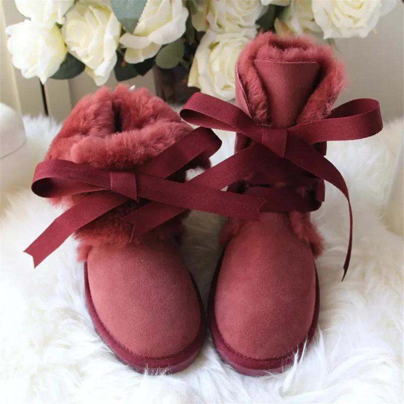 Winter Shoes For Women Fur Waterproof Leather Snow Boots - Glova