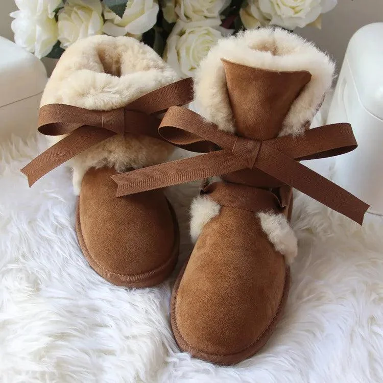 Winter Shoes For Women Fur Waterproof Leather Snow Boots - Glova