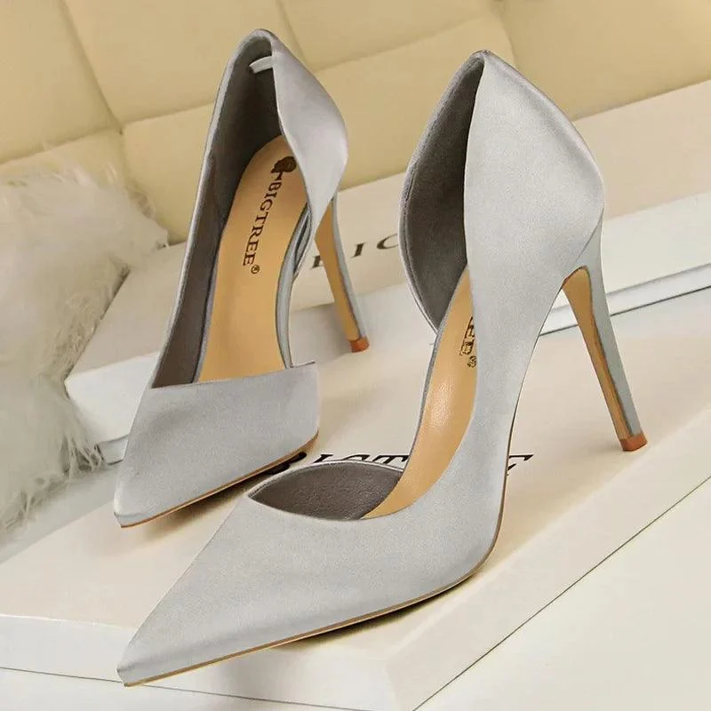 Woman Pumps Silk High Heels Stiletto 9.5 Cm Shoes - Glova