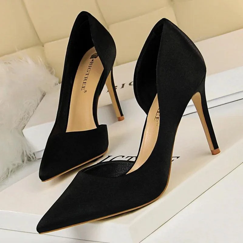 Woman Pumps Silk High Heels Stiletto 9.5 Cm Shoes - Glova