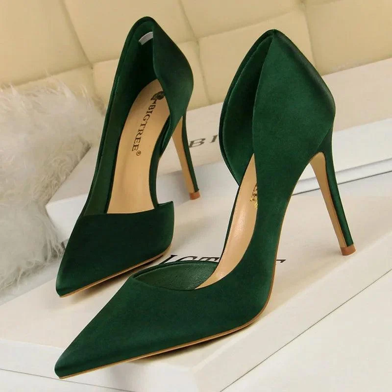 Woman Pumps Silk High Heels Stiletto 9.5 Cm Shoes - Glova